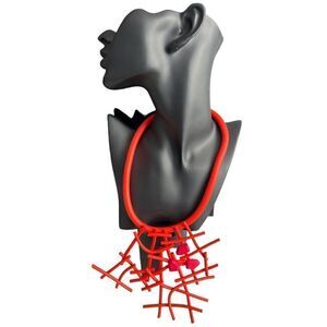 Multicolor Rubber Necklace, Original Handmade Design Gothic, Color Orange.